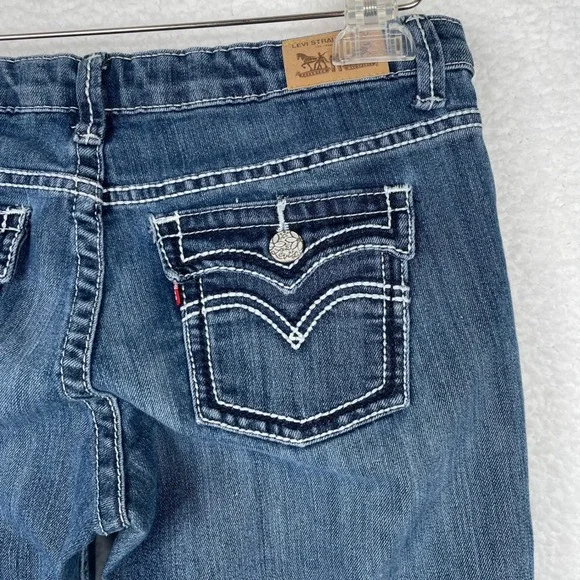 Levis Girls Boot Cut Jean Blue Medium Wash Adjustable Waist Size 16 REG 3040-588 - Picture 6 of 13